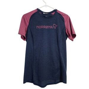 NORRØNA Fjørå Equaliser Mountain Bike T-Shirt Navy Pink gorpcore‎ M